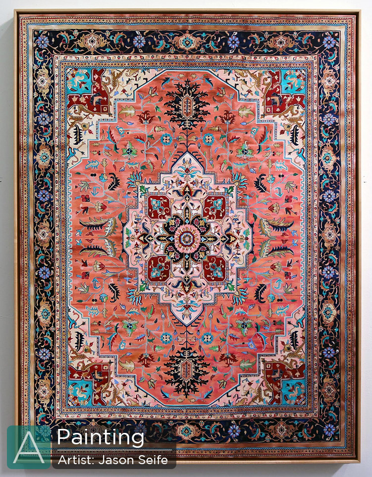 نقاشی های استادانه با طرح هایی از فرش‌های قدیمی ایرانی توسط جیسون سایف 